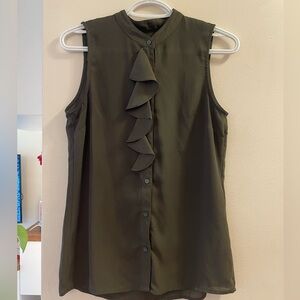 Banana Republic Green Mock Neck Sleeveless Blouse
